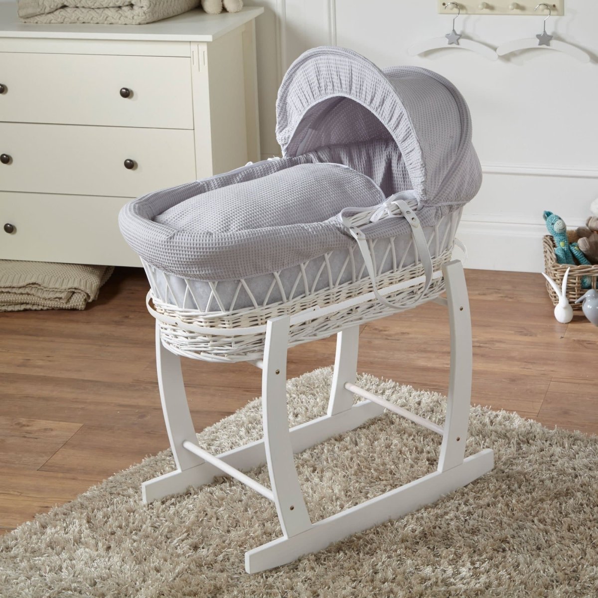 Moses Basket with Stand Baby Wicker Newborn Bed Mattress Set FYLO