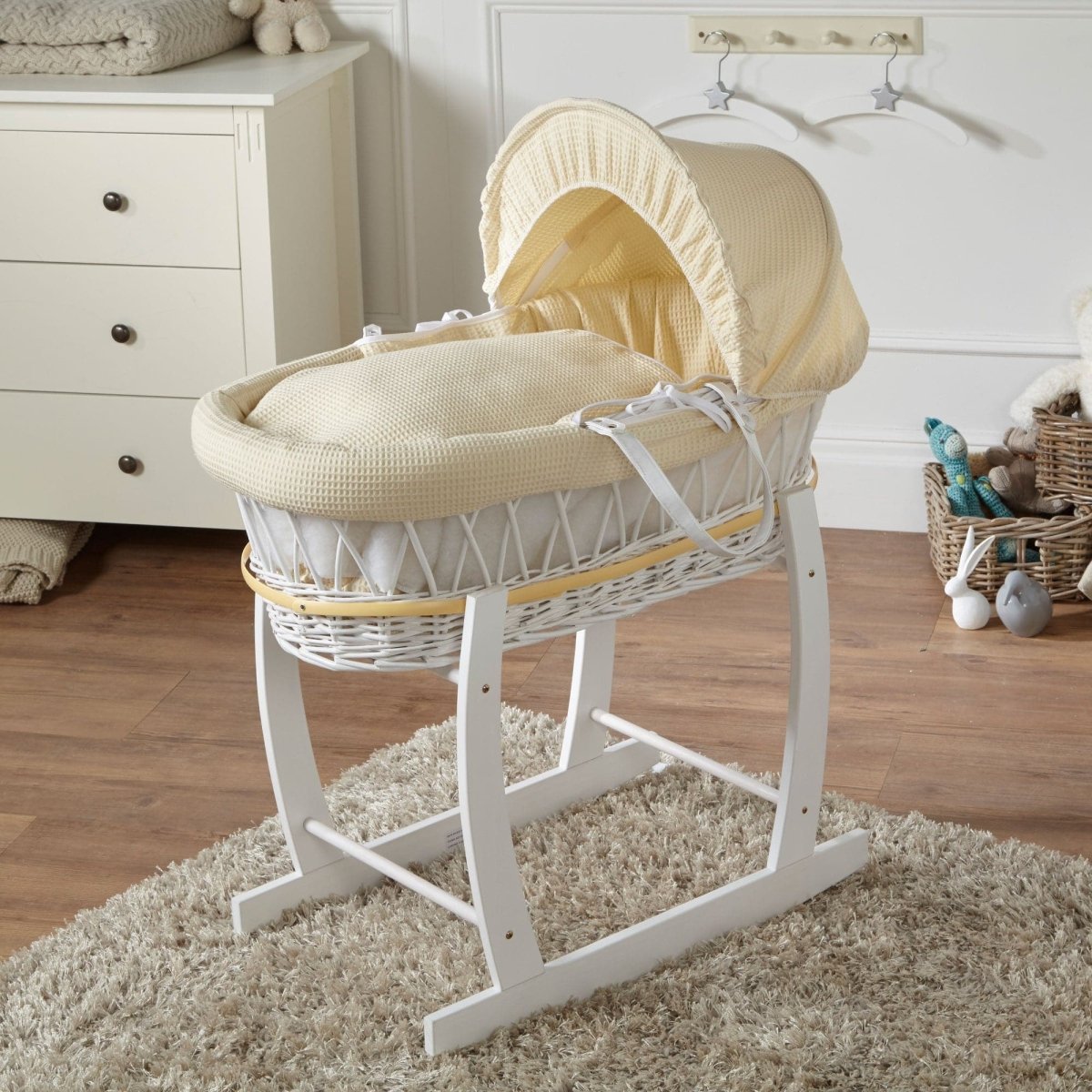 Moses Basket with Stand Baby Wicker Newborn Bed Mattress Set FYLO