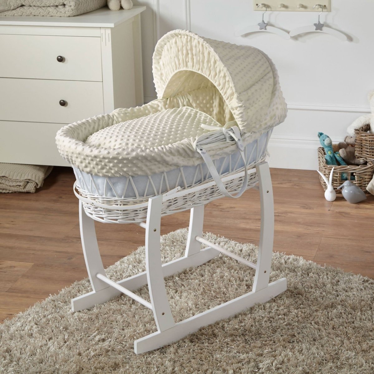 Moses Basket with Stand Baby Wicker Newborn Bed Mattress Set FYLO