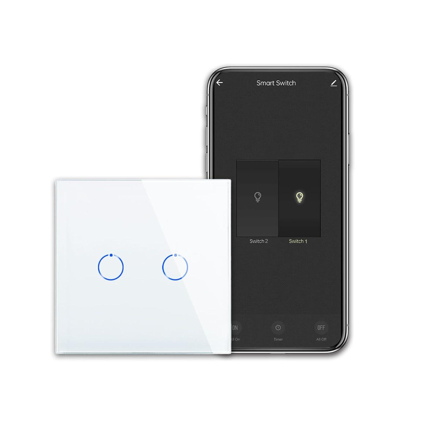 WiFi Smart Light Switch Work with Alexa, Google, 2-Gang 1000w - Massive Discounts
