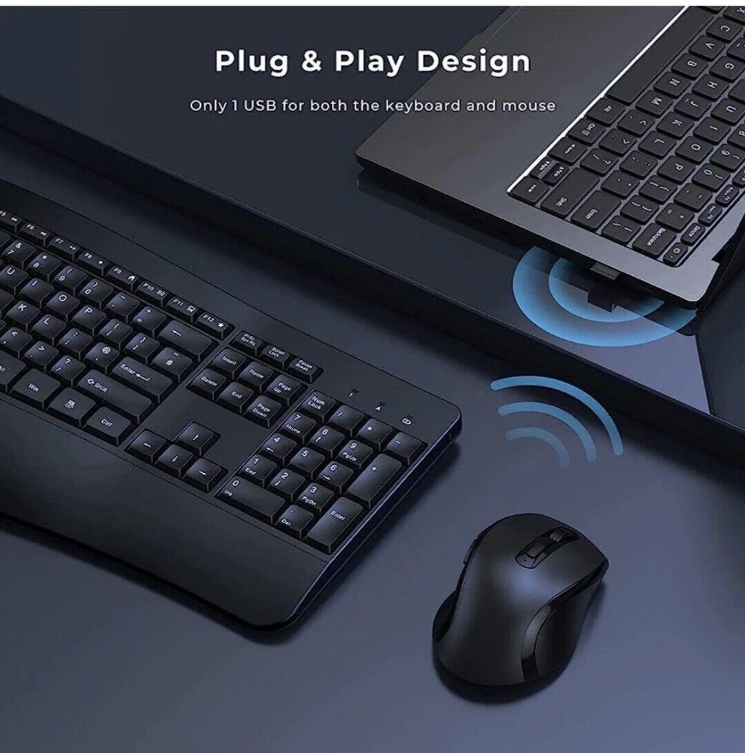 Wireless Keyboard and Mouse Set Ergonomic, Full Size QWERTY UK - Massive Discounts