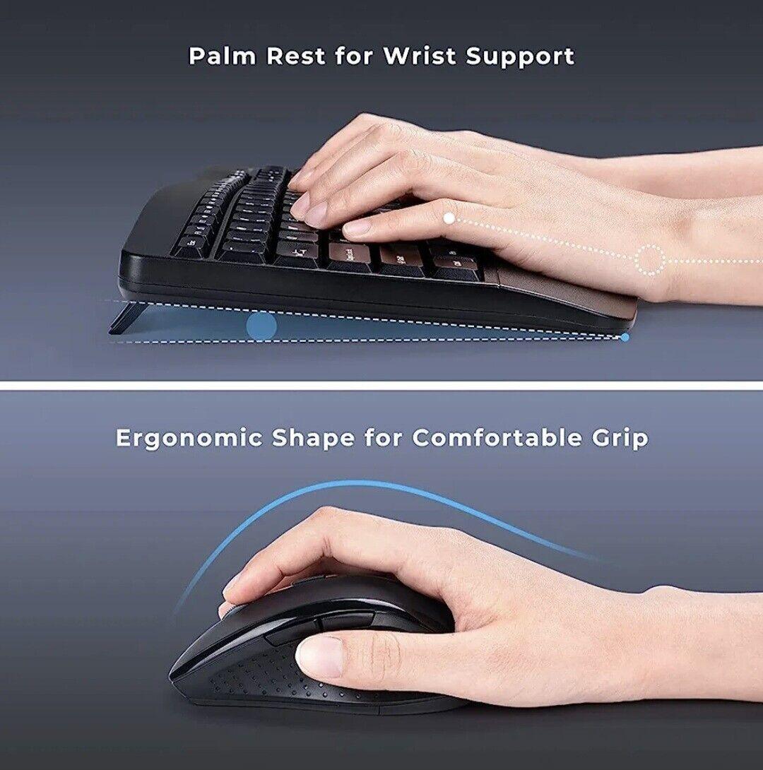 Wireless Keyboard and Mouse Set Ergonomic, Full Size QWERTY UK - Massive Discounts