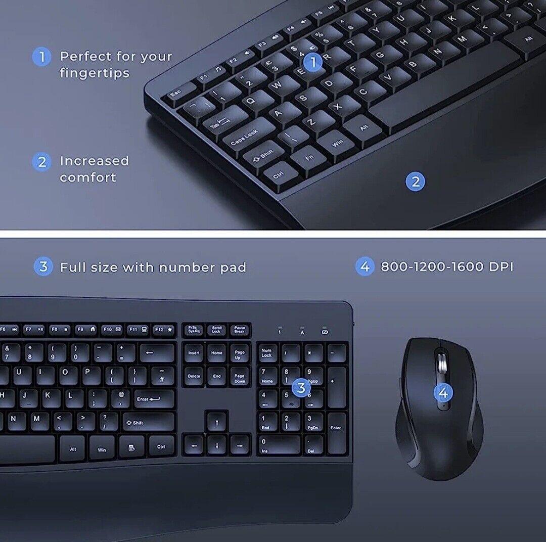 Wireless Keyboard and Mouse Set Ergonomic, Full Size QWERTY UK - Massive Discounts