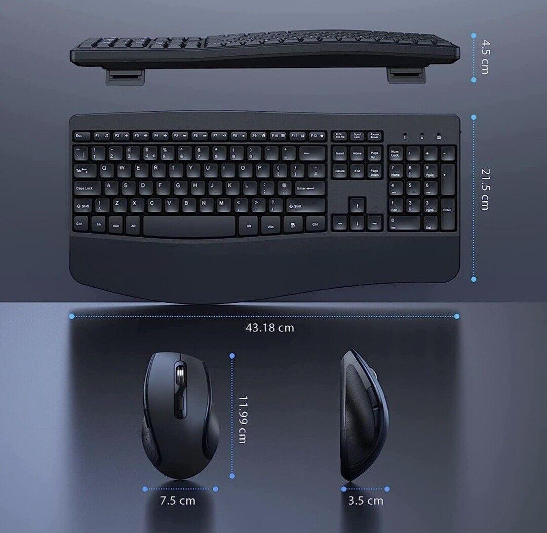 Wireless Keyboard and Mouse Set Ergonomic, Full Size QWERTY UK - Massive Discounts