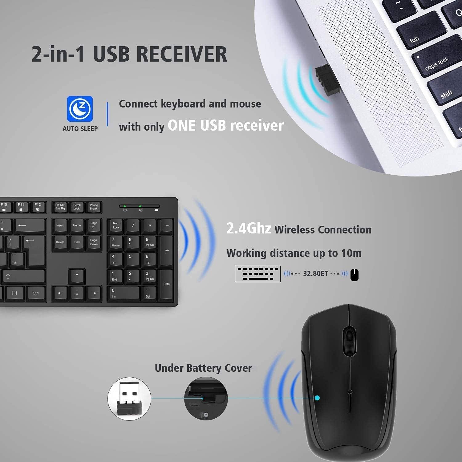 Wireless Keyboard and Mouse Set for Windows Computer Laptop PC - Massive Discounts