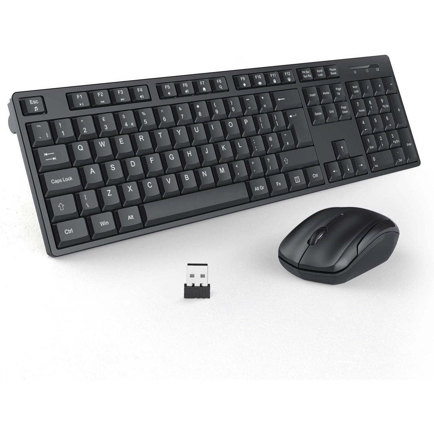 Wireless Keyboard and Mouse Set, with USB Receiver, Full Size QWERTY - Massive Discounts