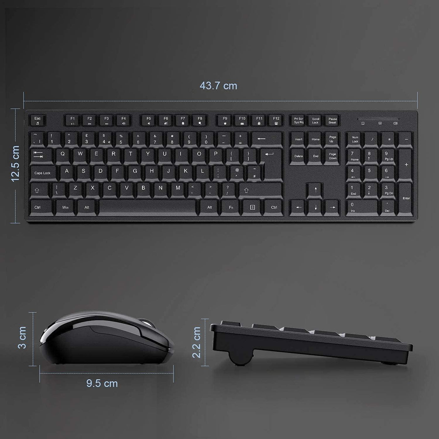 Wireless Keyboard and Mouse Set, with USB Receiver, Full Size QWERTY - Massive Discounts