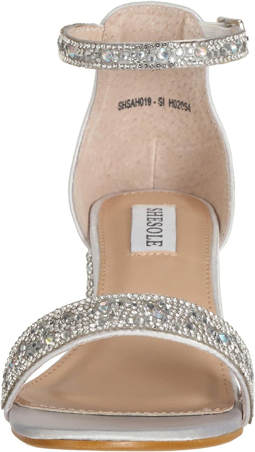 Women's Ankle Strap Rhinestone Block Heels Bridal Sandals Wedding Shoe - Massive Discounts