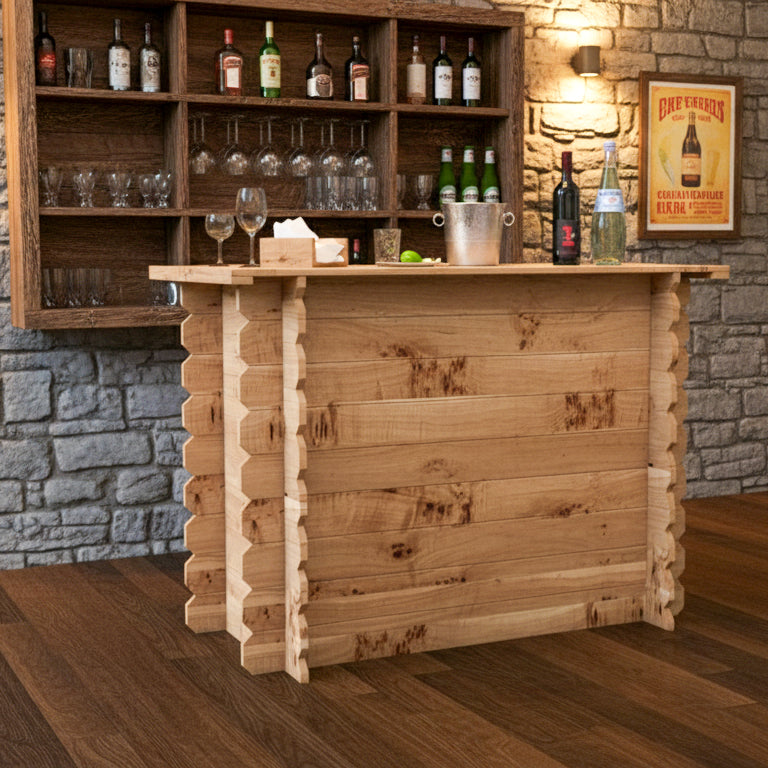 Corner Garden Bar Outdoor Wooden Interlock Drinks Bar Patio