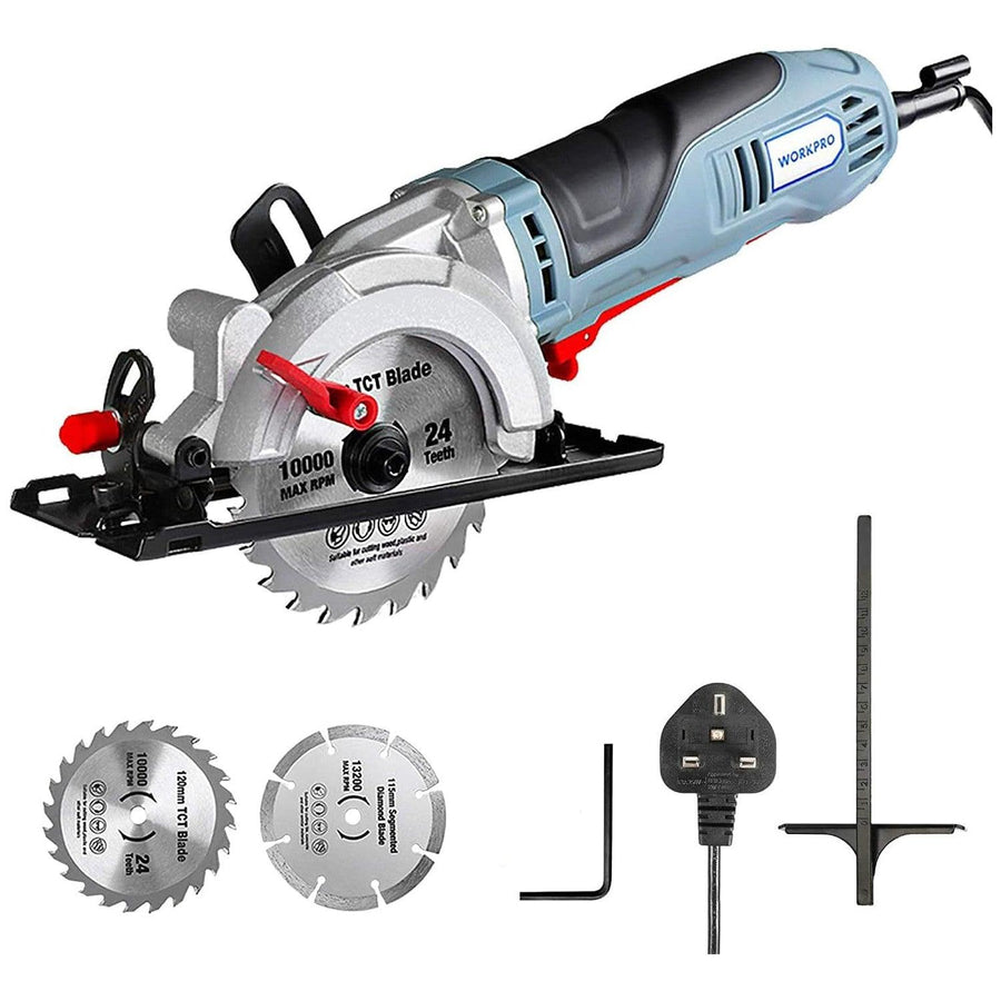 WORKPRO Mini Circular Saw 750W 4700RPM with 120mm TCT Blade and 115mm Diamond - Massive Discounts