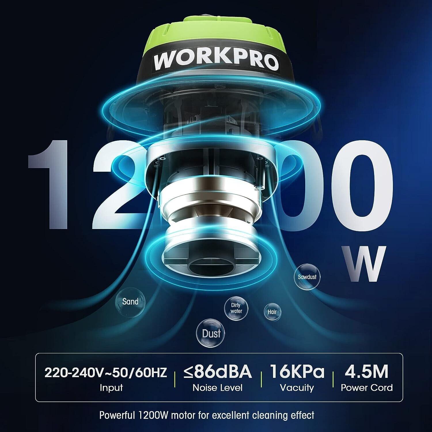 WORKPRO Wet and Dry Vacuum Cleaner with Hepa Filter 20L 1200W, 3 in 1 - Massive Discounts