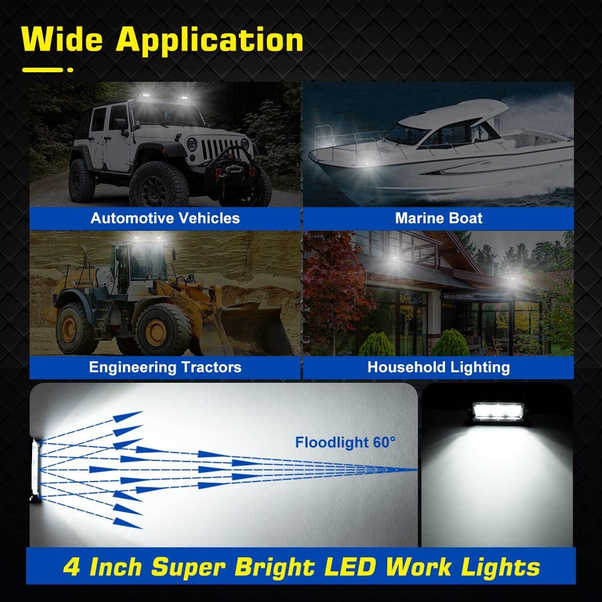 Wowled Led Light Bar 4 Inch 18W Flood Beam for SUV ATV 12V 24V - Massive Discounts