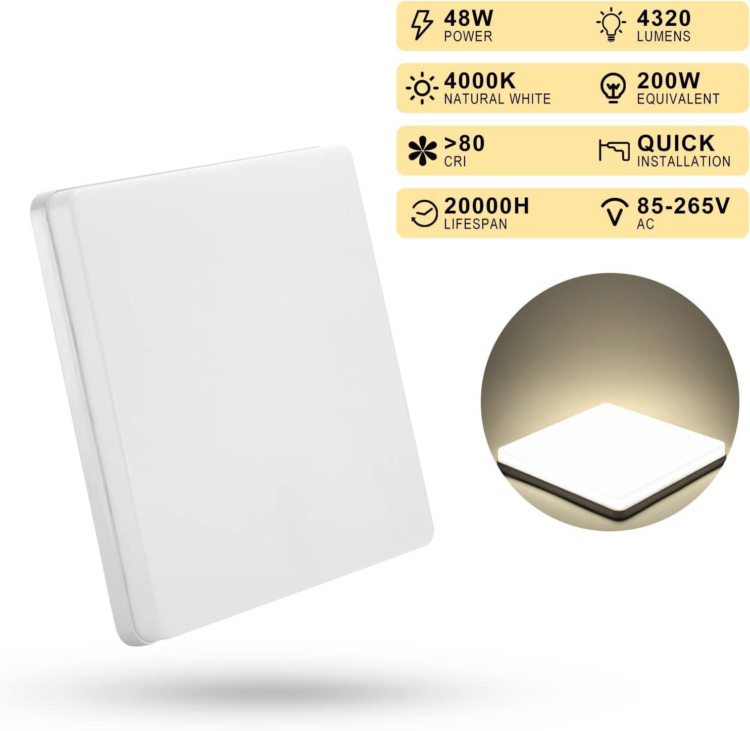 Yafido Ceiling Light Ultra Slim 48W Square Natural White 30x30x4cm - Massive Discounts