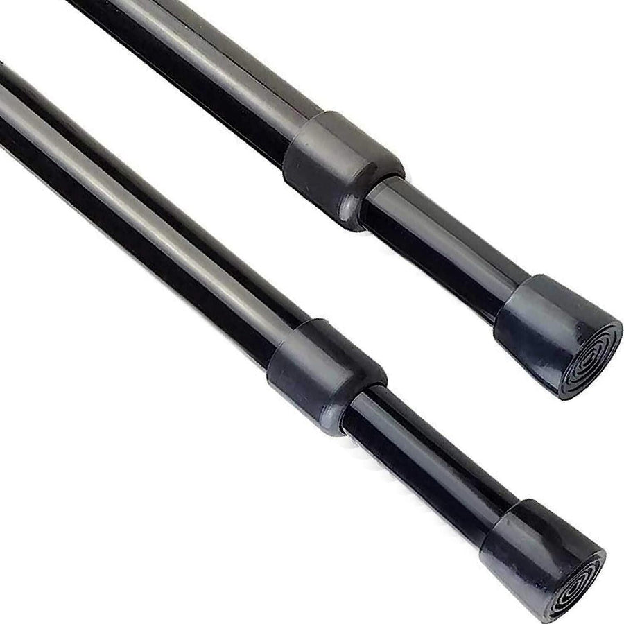 2Pc Net Curtain Tension Rods 80-150 Cm Black For Cupboards, Windows - Massive Discounts