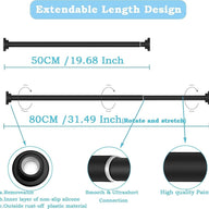 2PCS Extendable Tension Rod 50.5-80CM for Bathroom Shower Curtain - Massive Discounts