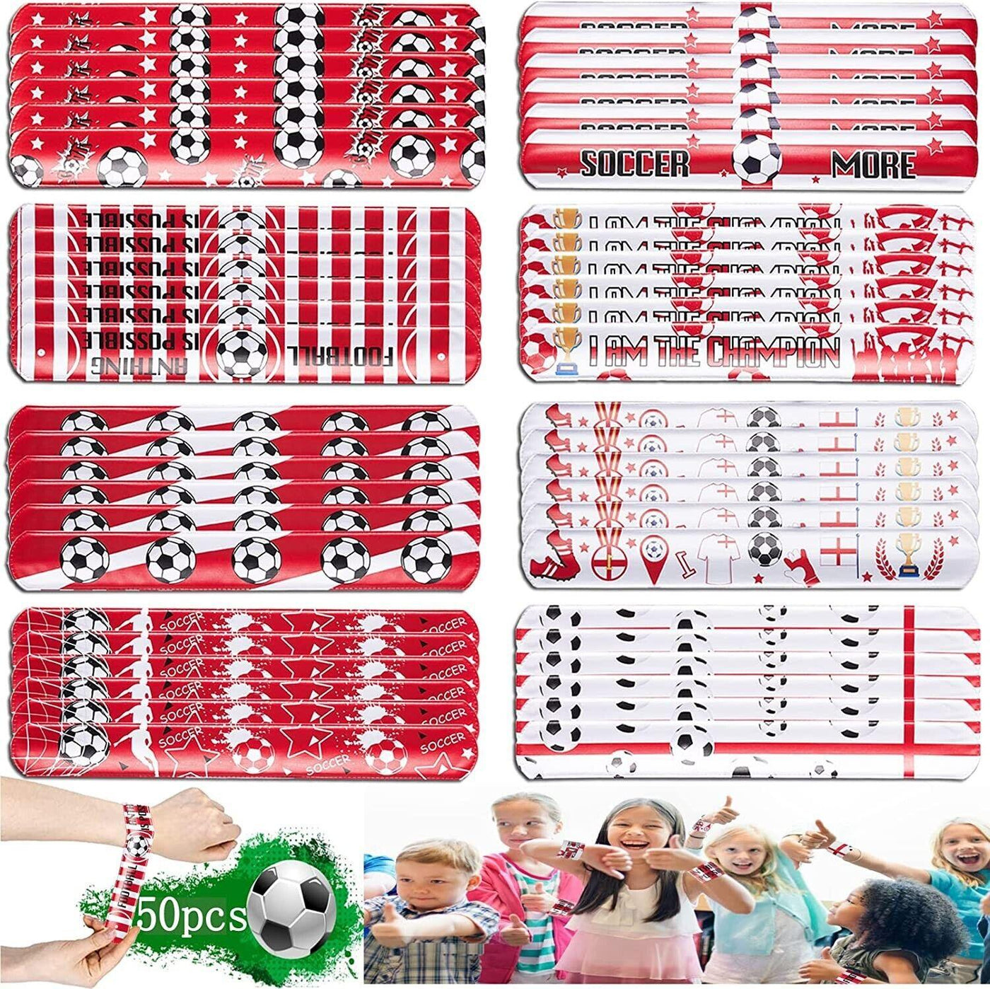 50 PCS Football-themed Slap Bracelet set Kids & Adults for memorable Party - Massive Discounts