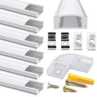 6 Pack Led Aluminum Channel Profile, 1Meter 3.3ft U-Shape, Milky White Cover - Massive Discounts