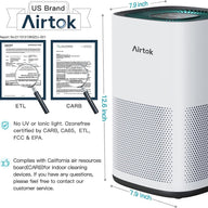 AIRTOK Air Purifiers with HEPA Filter Removes 99.97% of Particles - Massive Discounts