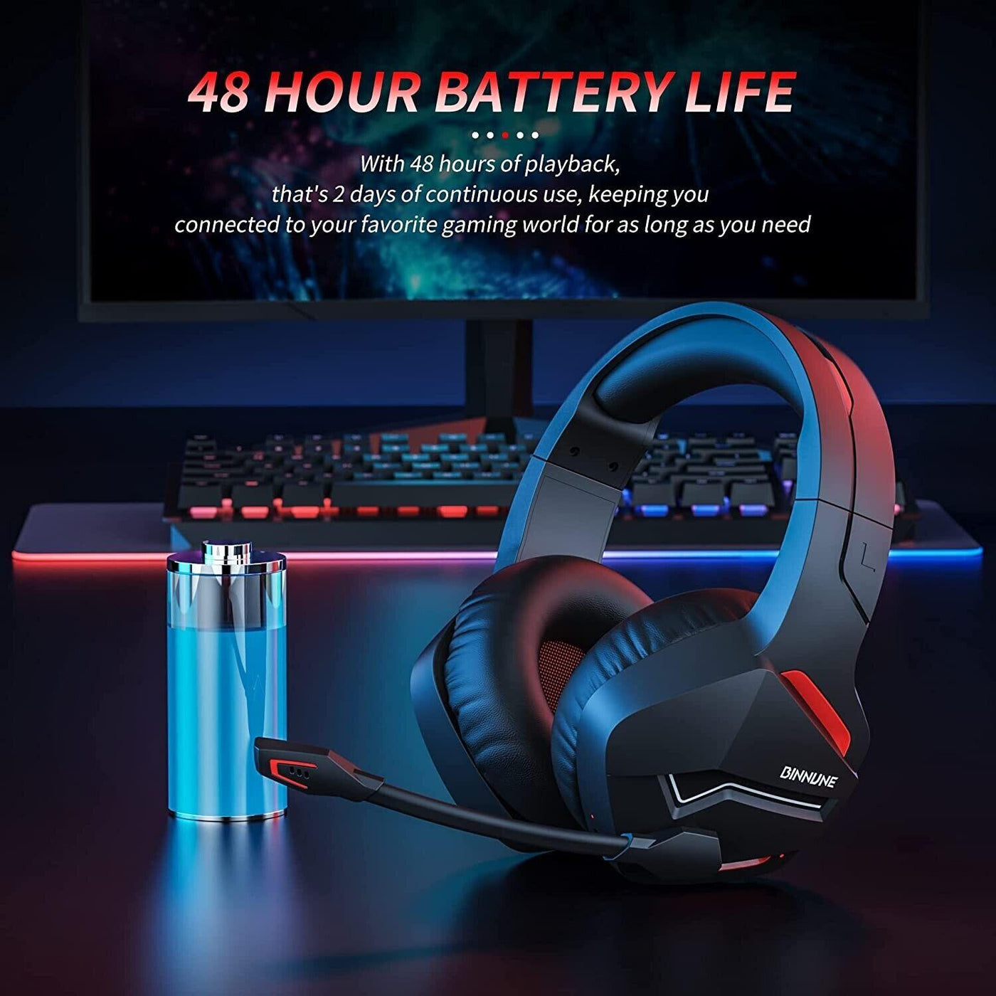 BINNUNE Wireless Gaming Headset with Microphone for PC PS4 PS5 - Massive Discounts