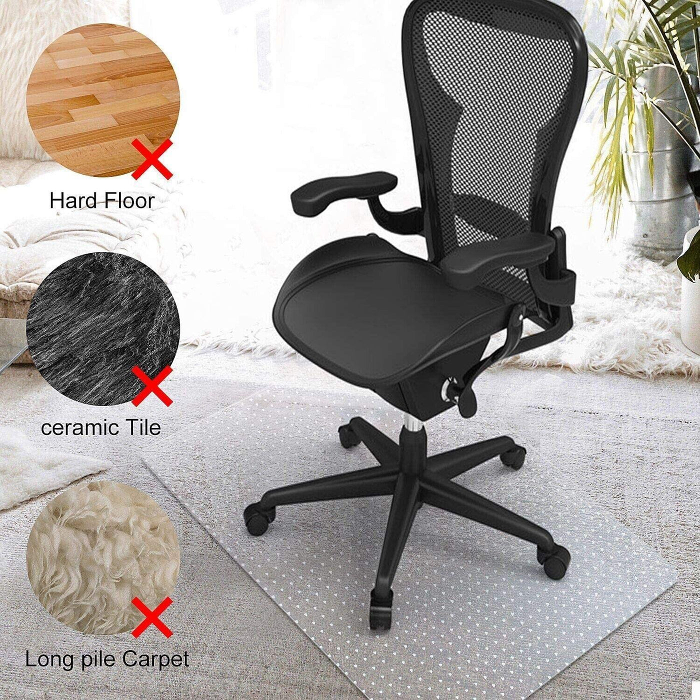 Carpet Chair Mat for Floor, 75x120cm PVC Home Office Chair Mat - Massive Discounts