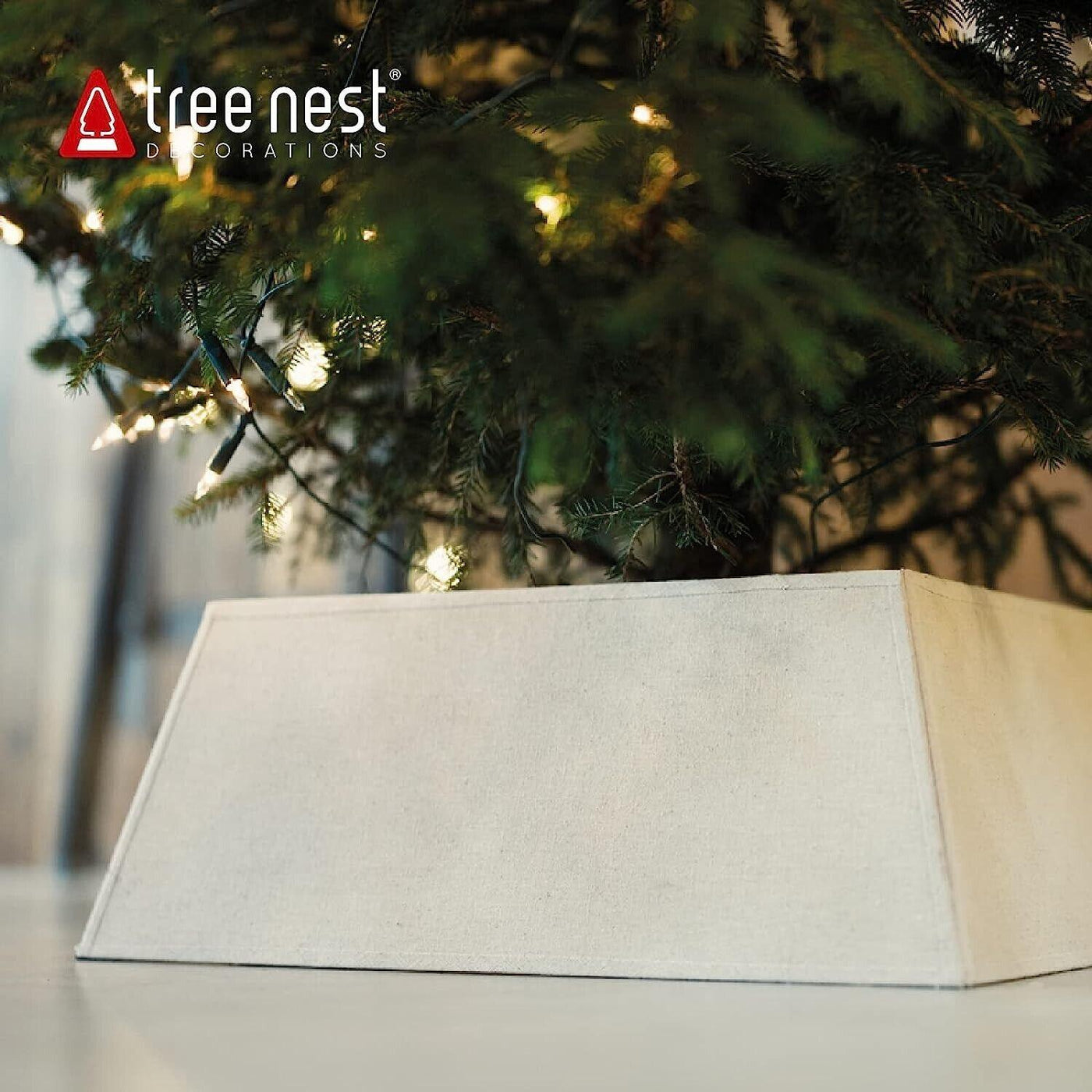Christmas Tree Stand Square Base Nest Christmas Tree Skirt Red - Massive Discounts