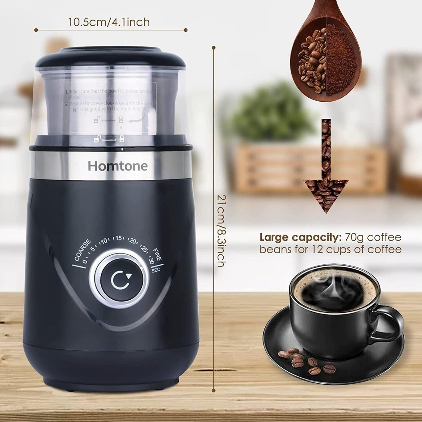 Coffee Grinder Homtone Wet and Dry, 25000rpm Powerful Stainless Steel - Massive Discounts