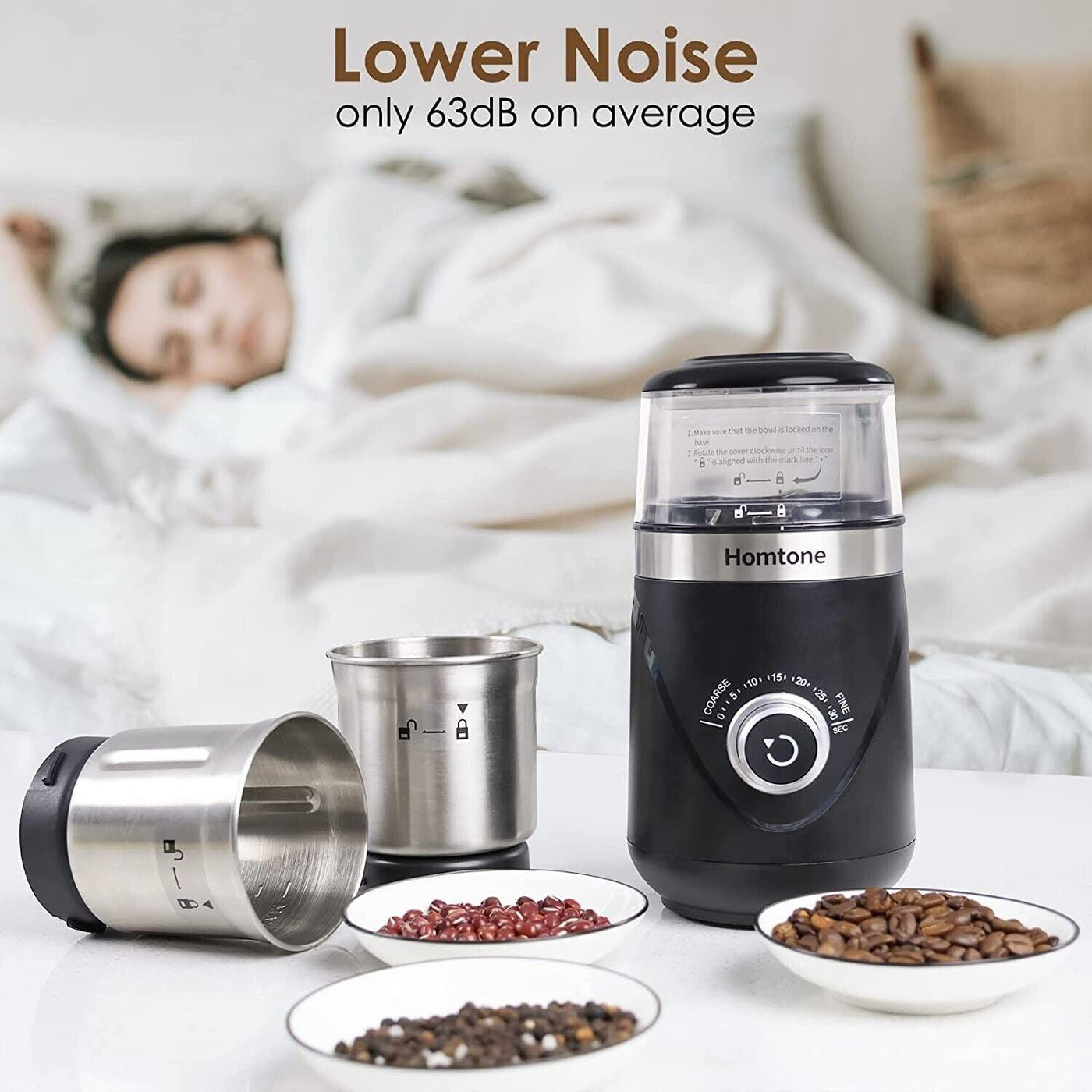 Coffee Grinder Homtone Wet and Dry, 25000rpm Powerful Stainless Steel - Massive Discounts