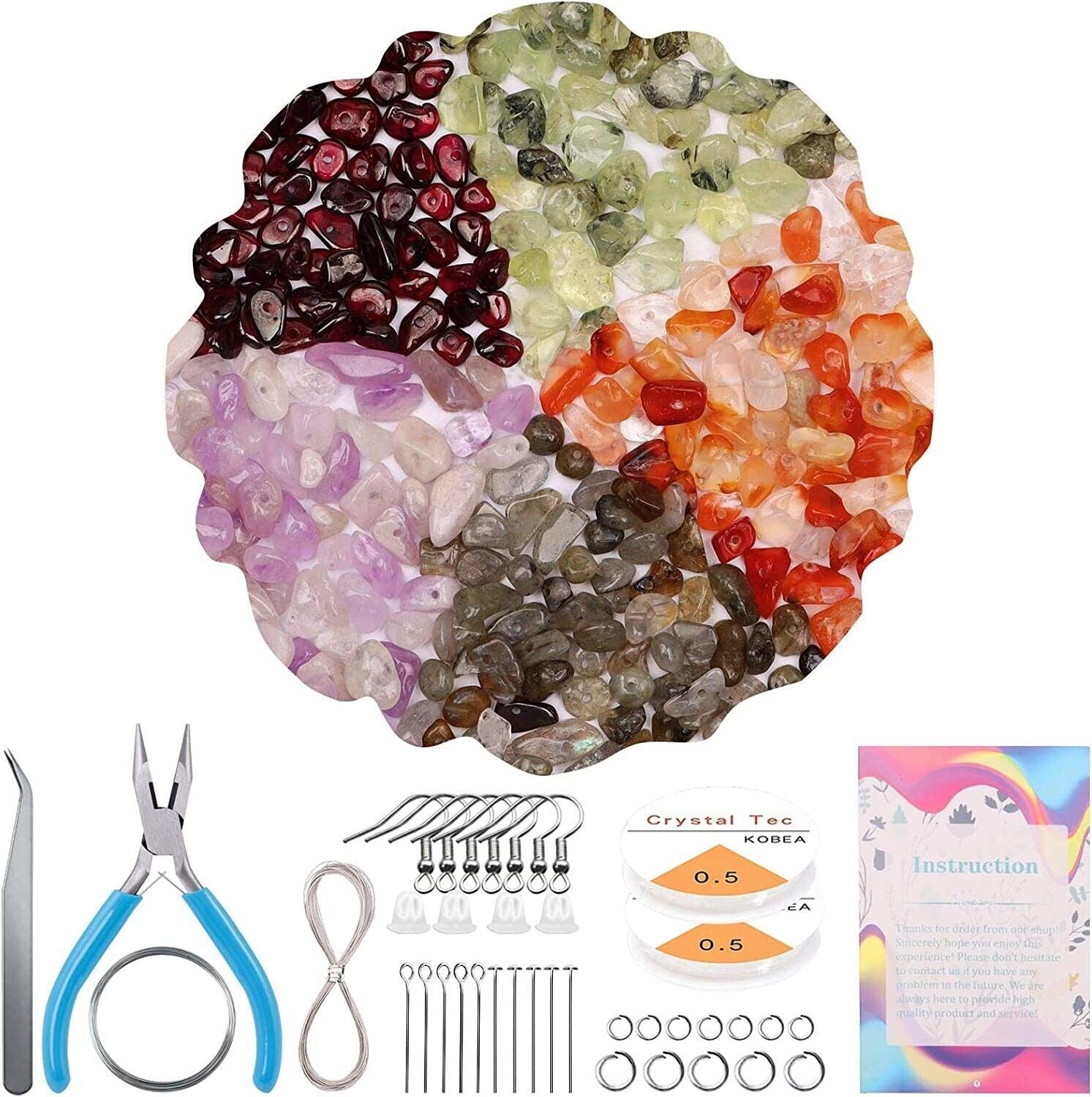 Jewellery Making Kit with Gemstone Crystals chips for 5mm-8mm with Tools - Massive Discounts