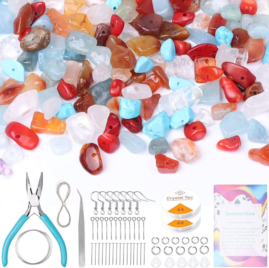 Jewellery Making Kit with Gemstone Crystals chips for 5mm-8mm with Tools - Massive Discounts