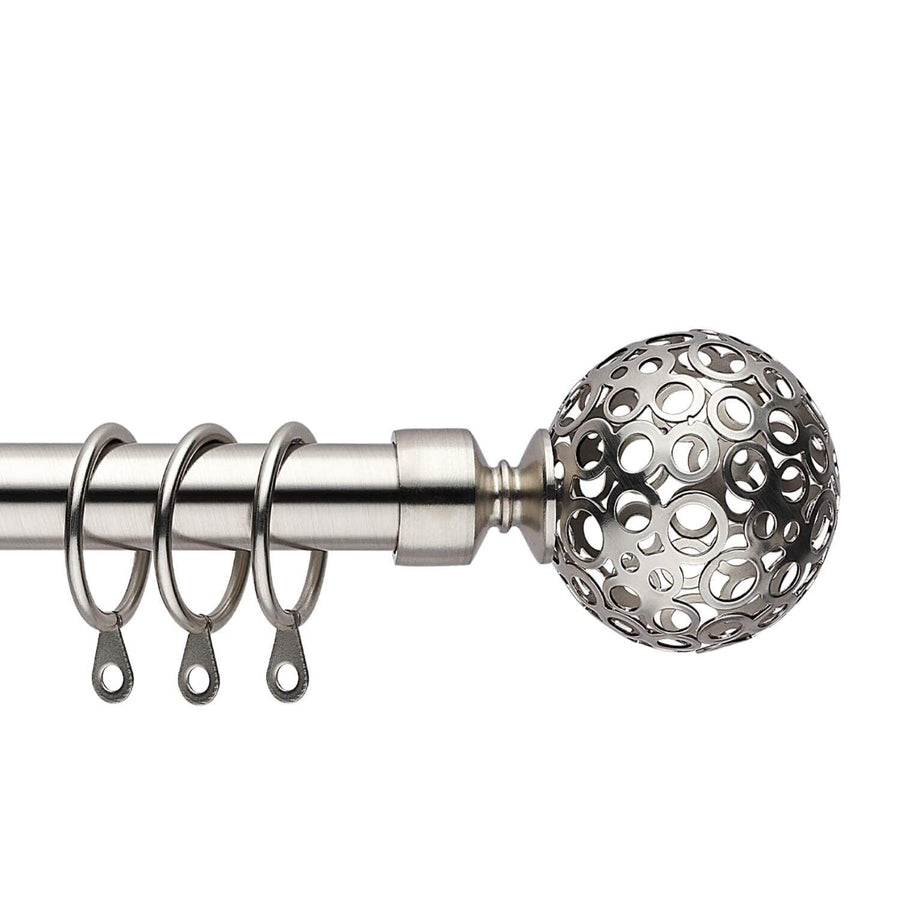 Curtain Pole Globe Ball finials Extendable Curtain Pole 120-300 cm Satin - Massive Discounts