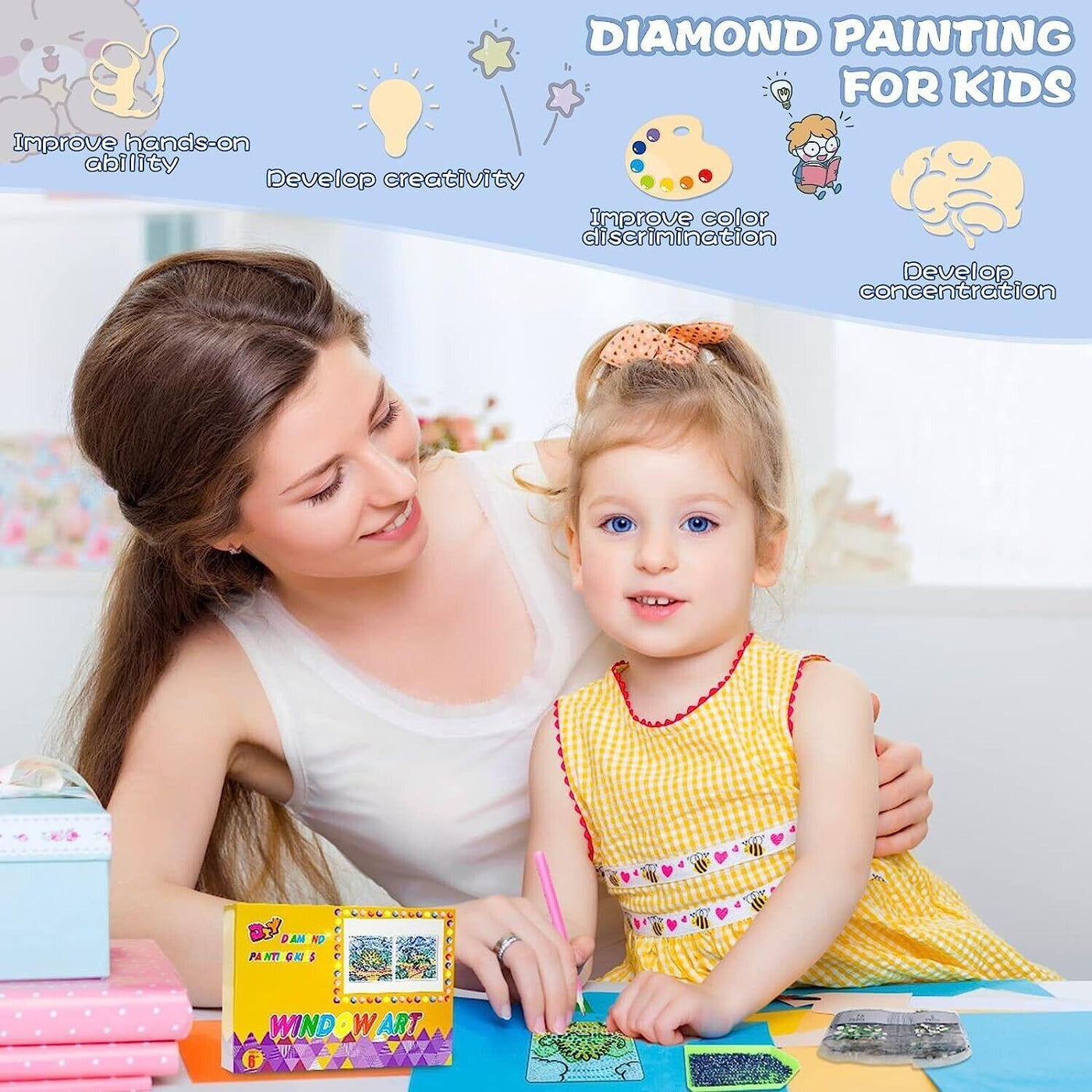 Diamond art painting kit for kids 2 PCS Pre-printed Window Designs - Massive Discounts