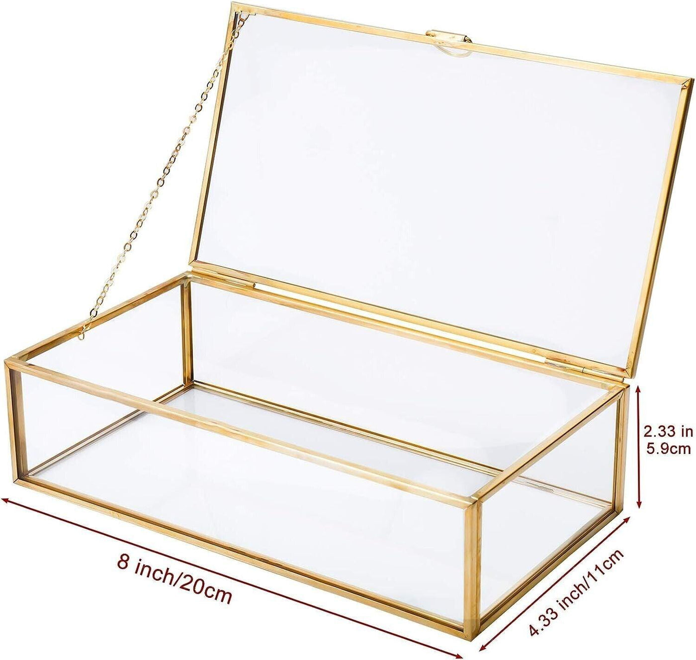 Display Jewelry Box Organizer with Lid 20x11x5.9cm Golden Keepsake - Massive Discounts