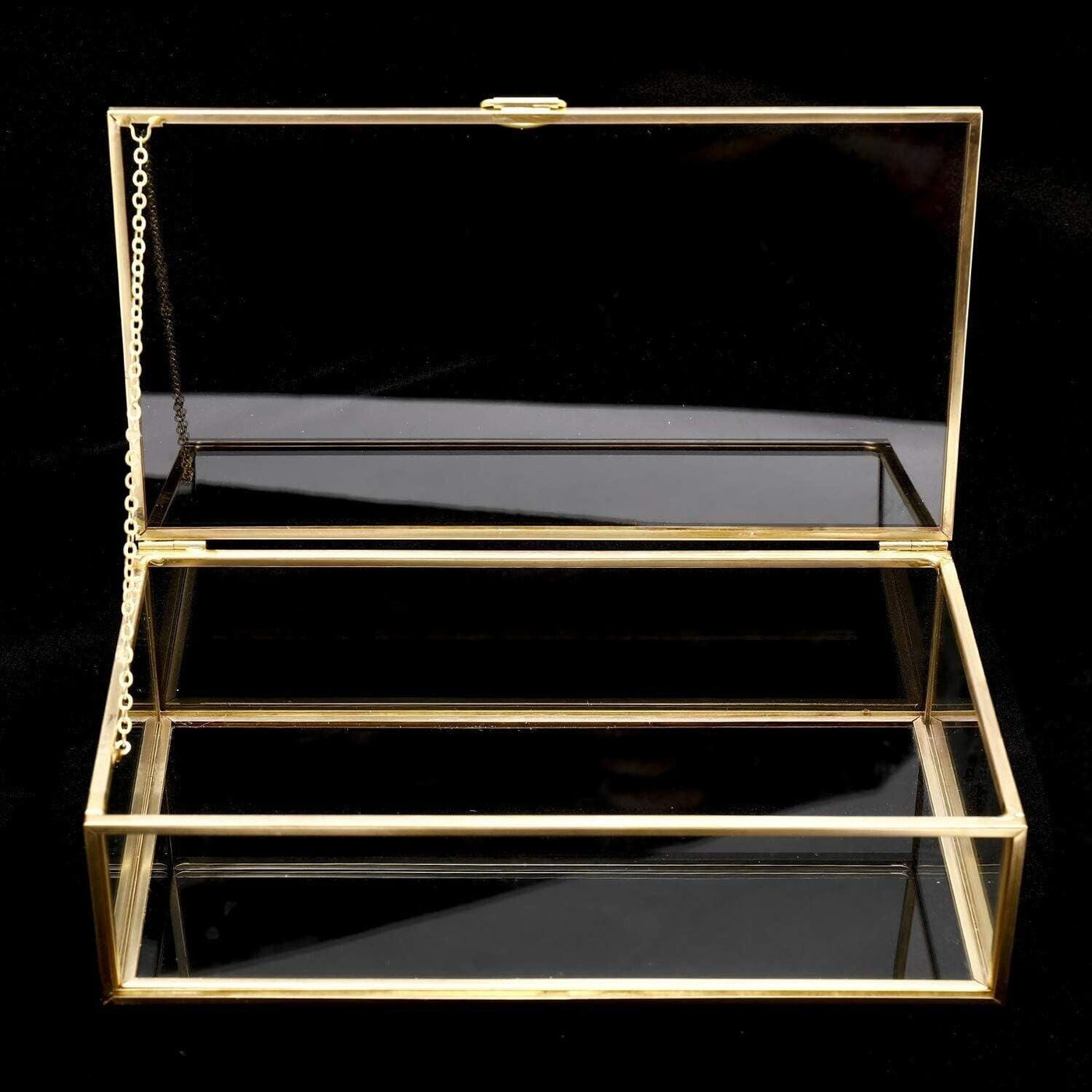 Display Jewelry Box Organizer with Lid 20x11x5.9cm Golden Keepsake - Massive Discounts