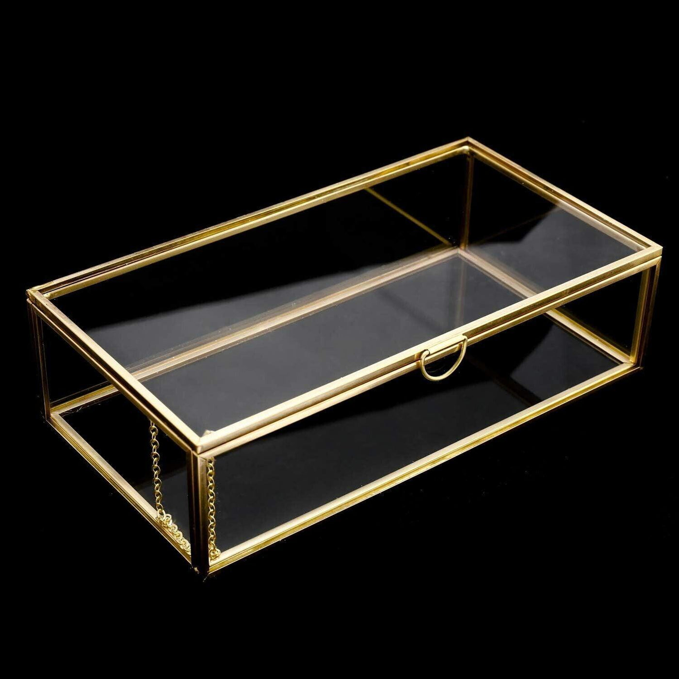 Display Jewelry Box Organizer with Lid 20x11x5.9cm Golden Keepsake - Massive Discounts