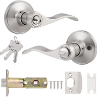 Entrance Door Handles with Lock and Key Probrico 1 Pack Satin Nickel - Massive Discounts