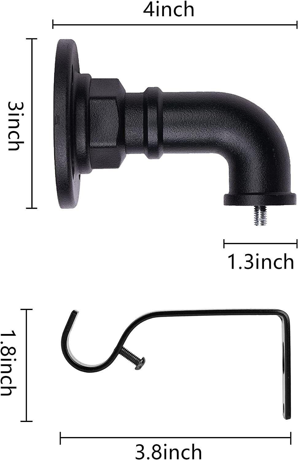 Extendable Curtain Pole 160-300cm Industrial style Indoor/Outdoor Black - Massive Discounts