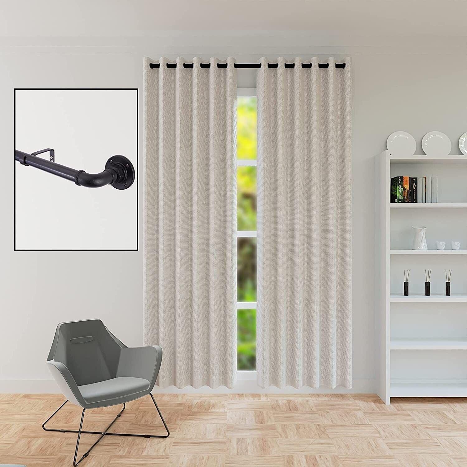 Extendable Curtain Pole 160-300cm Industrial style Indoor/Outdoor Black - Massive Discounts