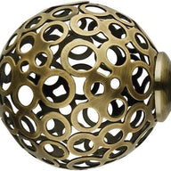 Extendable Curtain Pole Set 70-120cm Antique Brass Globe Ball finials - Massive Discounts