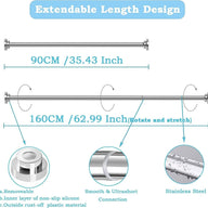 Extendable Shower Curtain 90-160CM Rail Stainless Steel for Bathroom - Massive Discounts