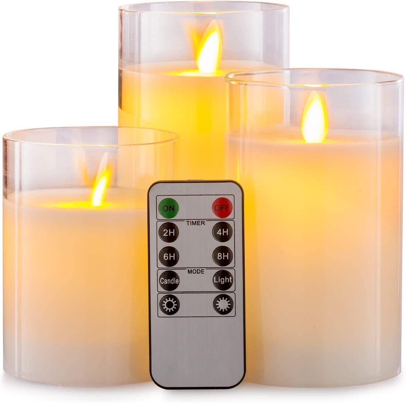 Flameless Candles Pack of 3 Battery Operated Pillar Real Wax Flickering Moving - Massive Discounts