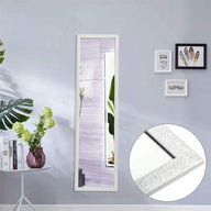 Full Length Mirror with Embossed Frame 127x35.5cm Large Body White - Massive Discounts