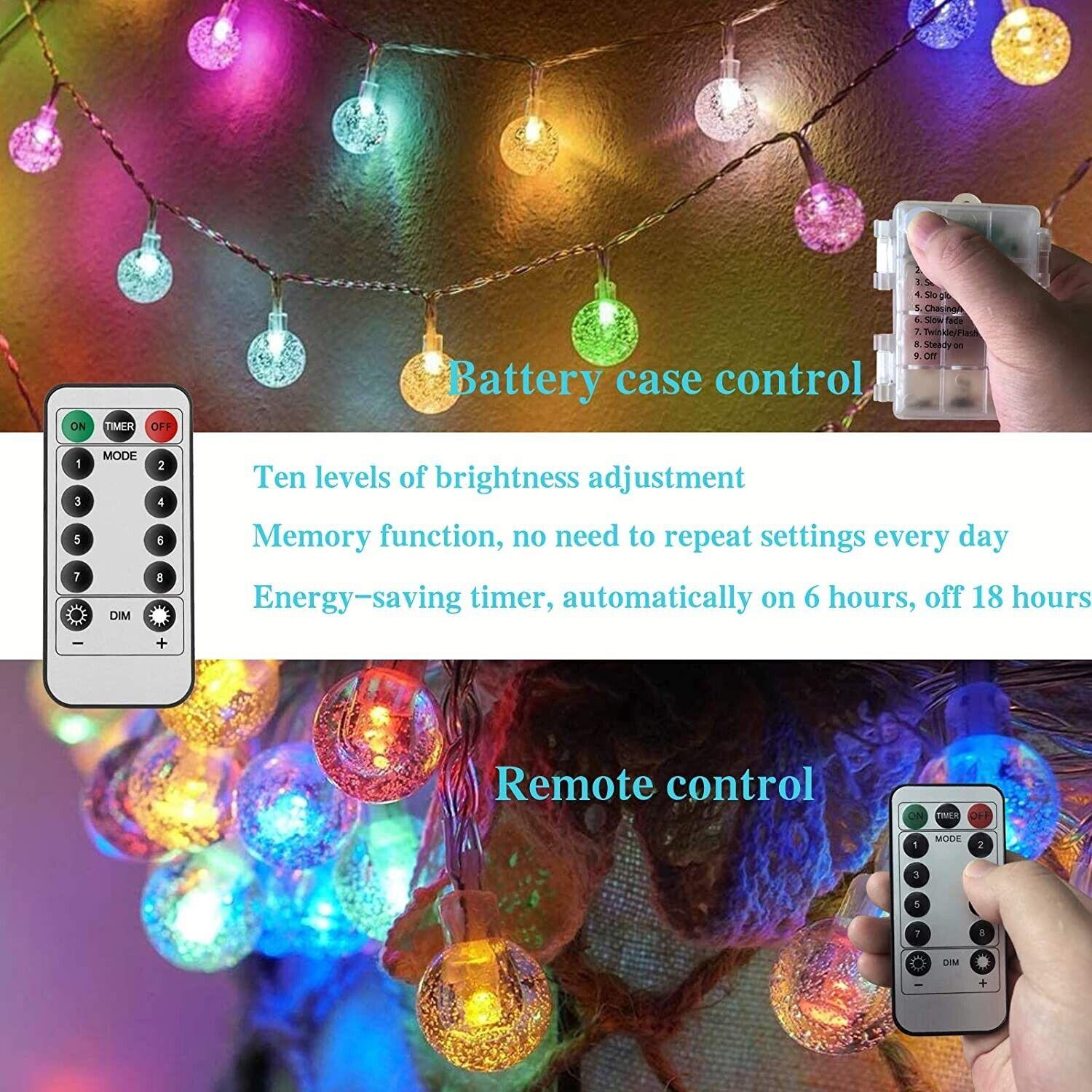 50 LED/Lights Crystal Globe String Lights Battery Operated 24ft Remote - Massive Discounts