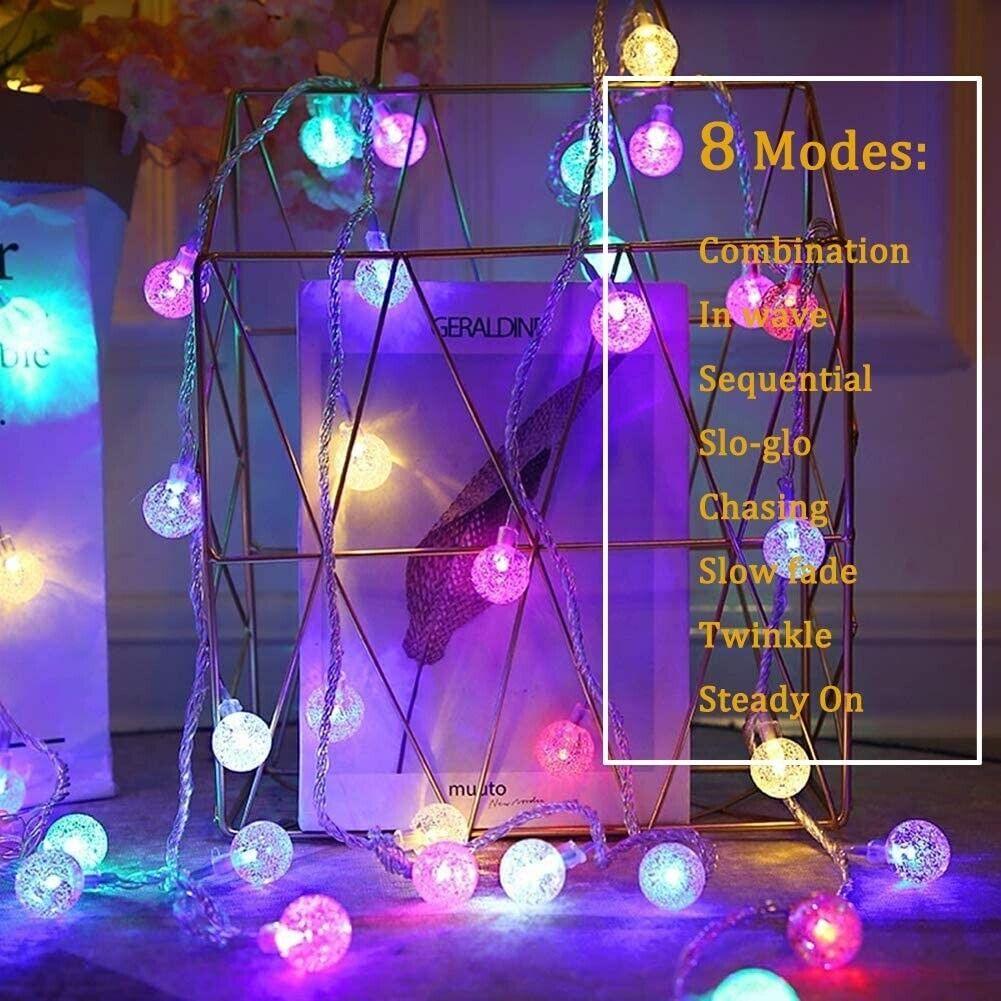 Globe String Lights Battery Operated Fairy Lights 24ft 50LED Crystal - Massive Discounts