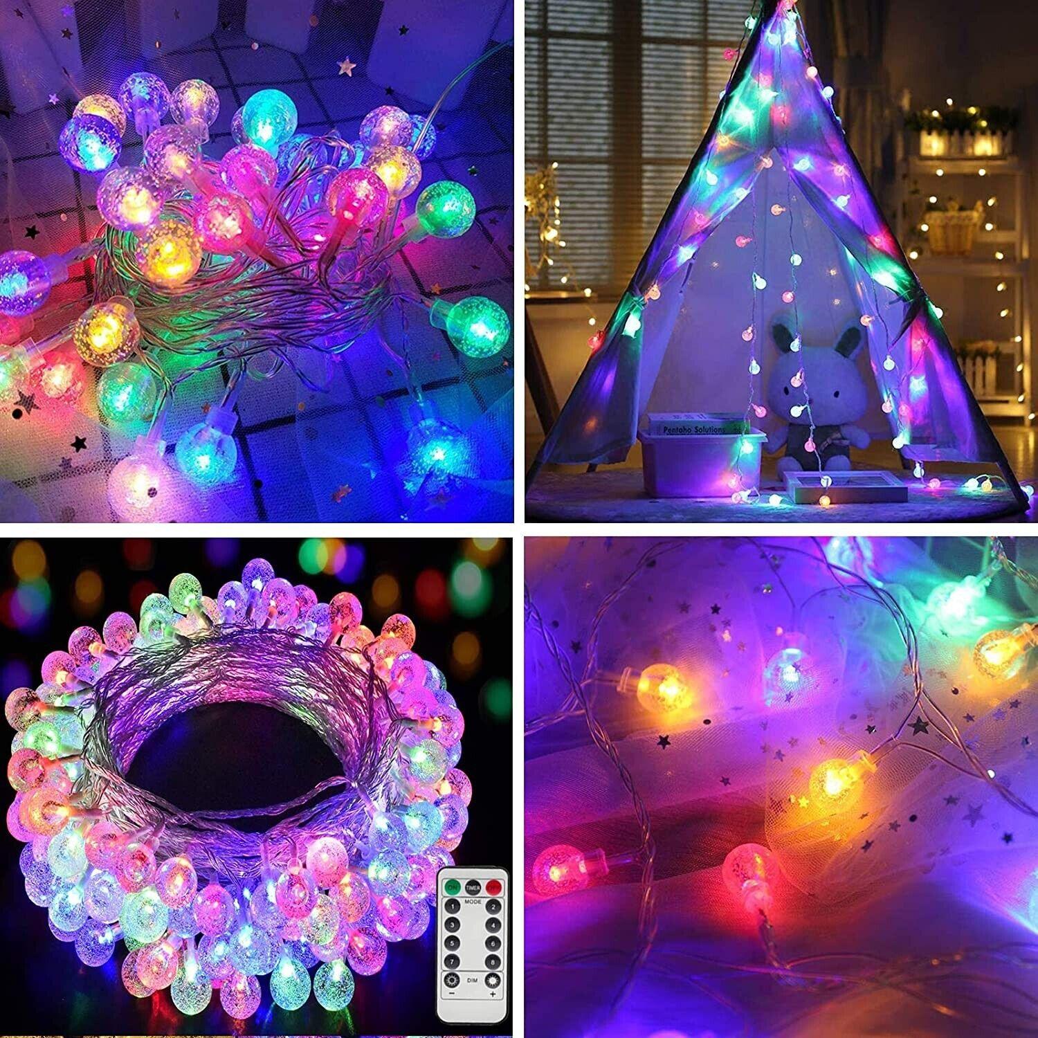 50 LED/Lights Crystal Globe String Lights Battery Operated 24ft Remote - Massive Discounts