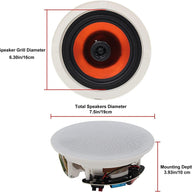 Herdio Ceiling Speakers For Bathroom 6.5 Inch 300 Watts, Covered - Massive Discounts