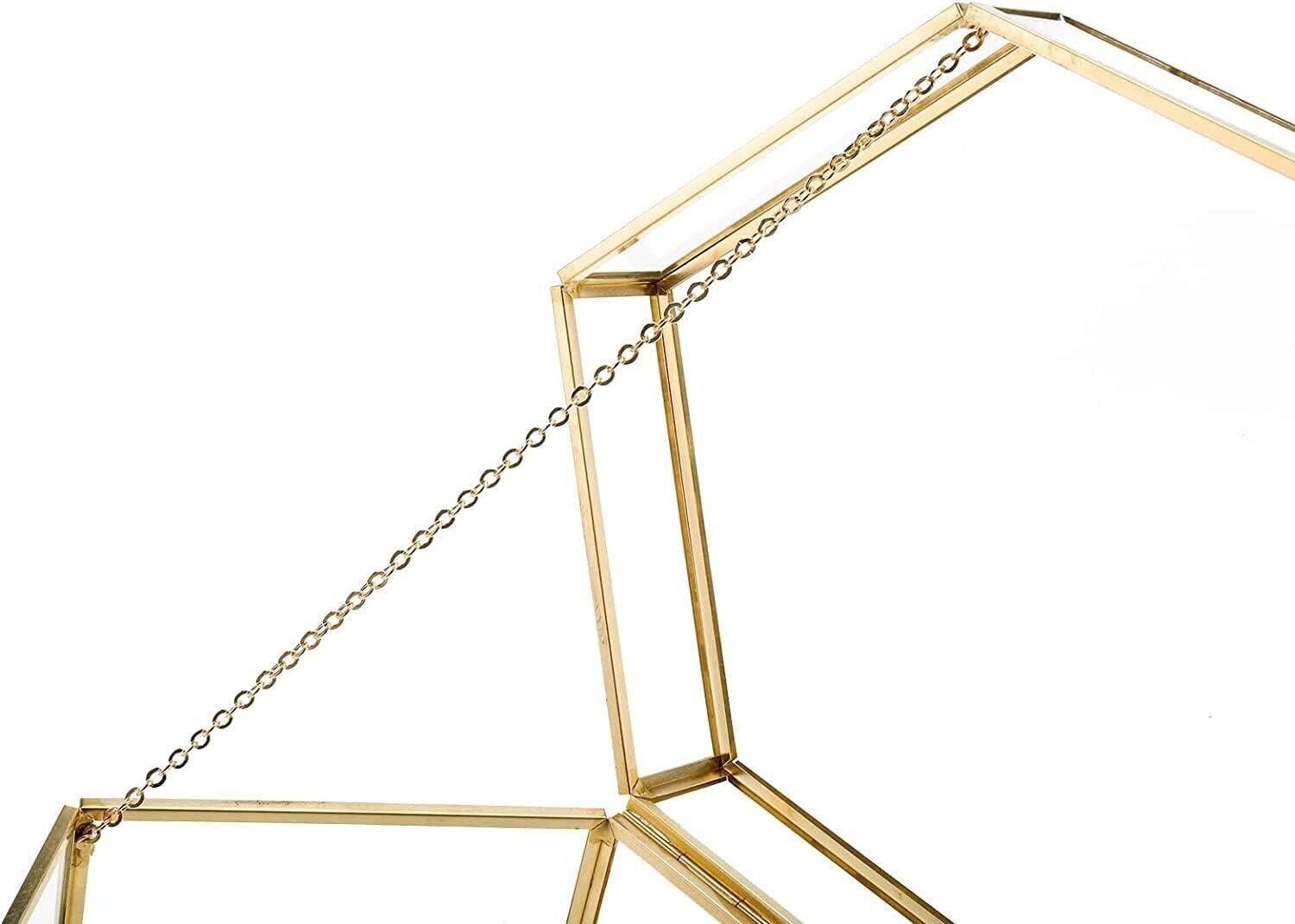 Jewelry Organizer 30x18x15cm Glass Hexagon Golden Keepsake - Massive Discounts