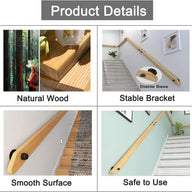 Nisorpa 3.3ft Wooden Handrails for Stairs 100cm Staircase Railings Wall Mounted - Massive Discounts