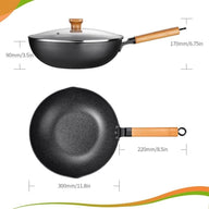 Nonstick Wok Pan 30cm Induction, 100% PFOA-Free, Fry Pan with Lid - Massive Discounts