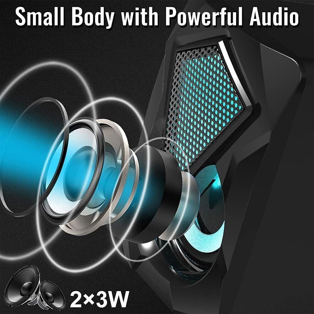 PC Speakers, Mini Desktop Speaker for PC with Colorful LED Light Up, Stereo 2.0 - Massive Discounts
