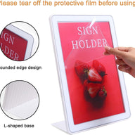 Poster Menu Holder For A4, L shape 4pc Counter Poster Stand (White) - Massive Discounts